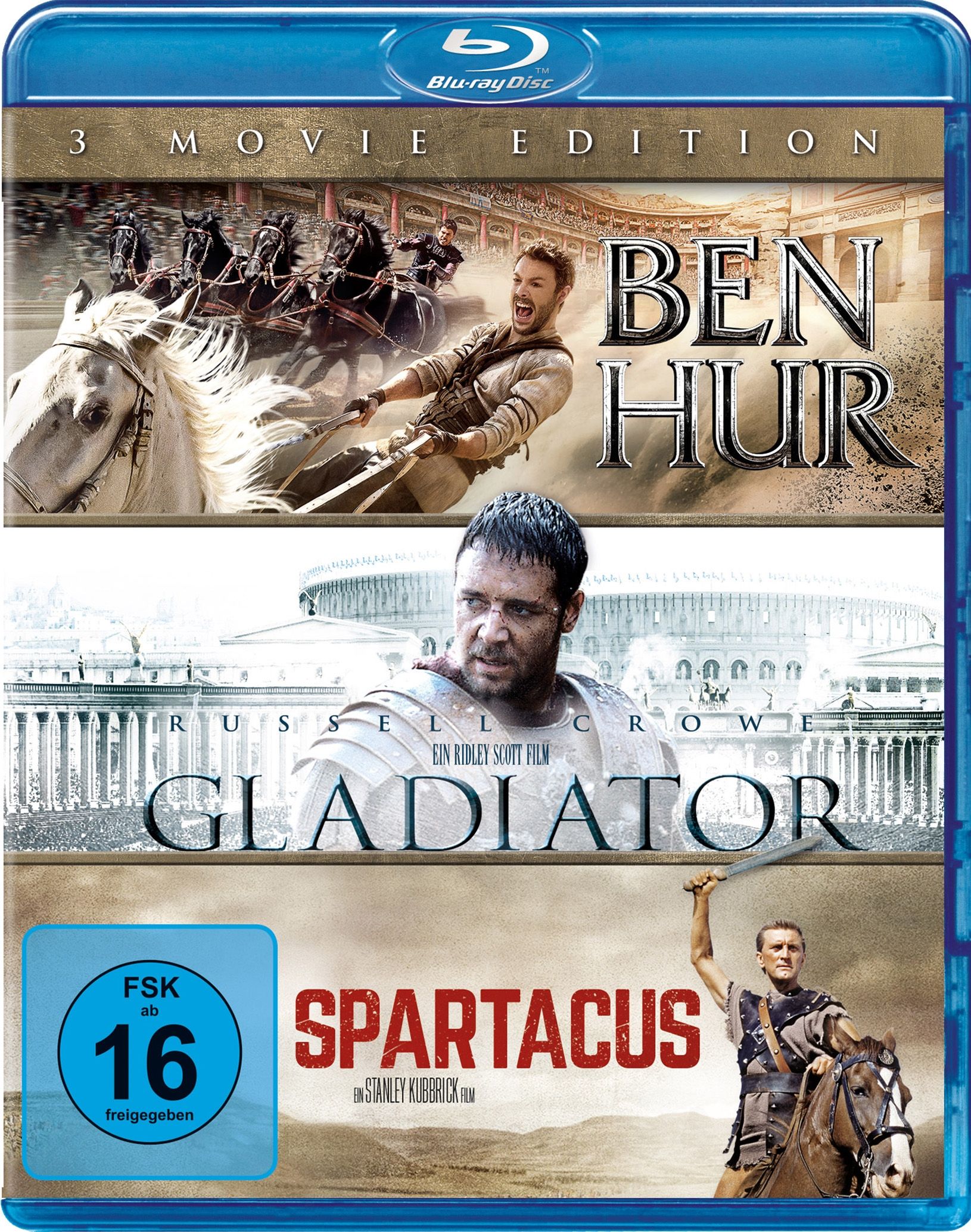 Ben Hur (2016) / Gladiator / Spartacus (3 Movie Edition) (3 Discs) (BLURAY)